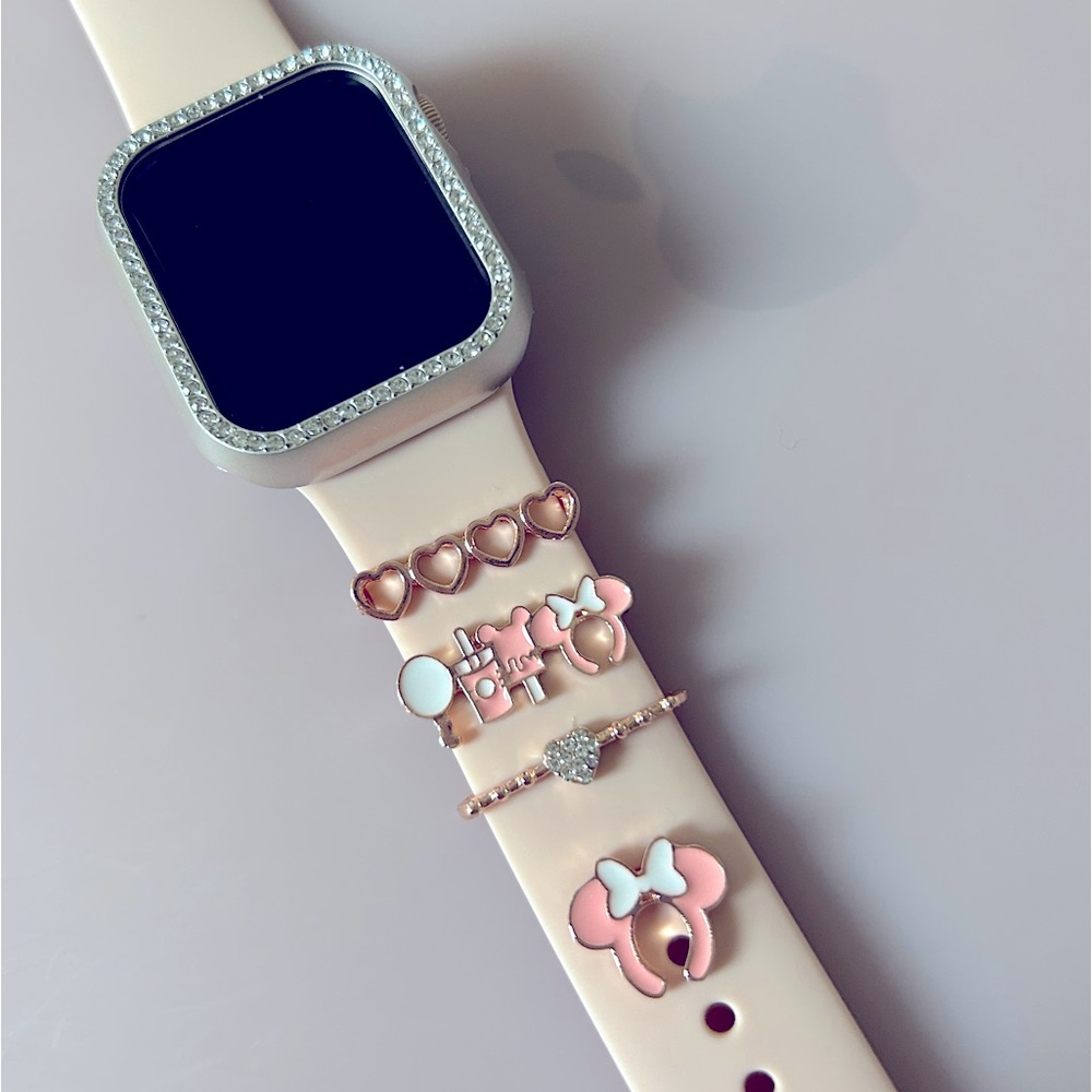 Apple Silicone Watch Band Metal Disney Charms Decorative Accessories Bling 💎⌚️